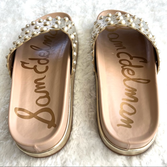 Sam Edelman Sera Slide Jute Metallic Leather Slip On Sandal - Picture 11 of 16